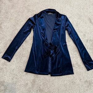Navy Blue Velvet Blazer